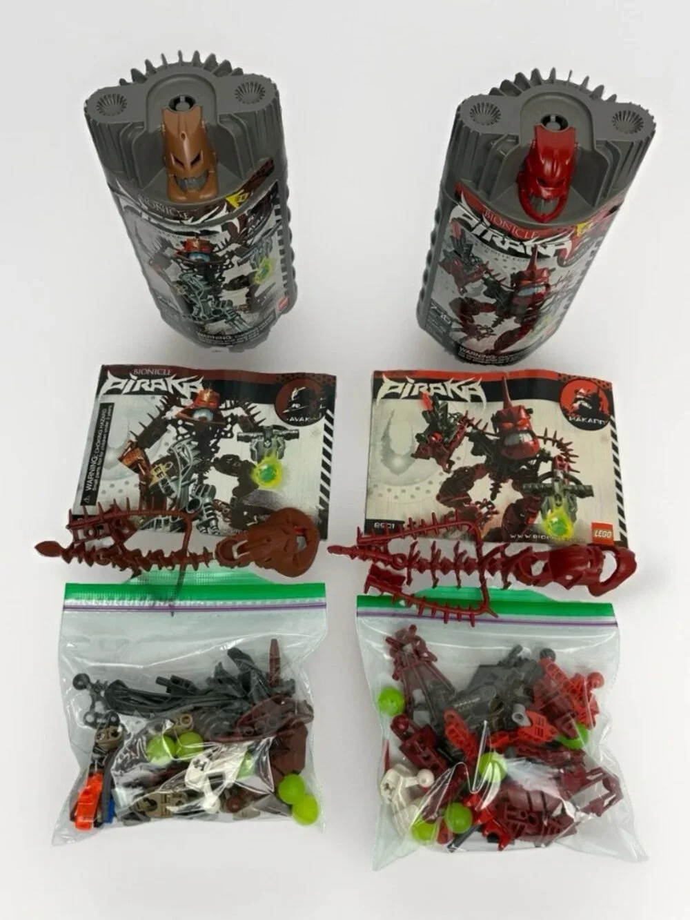 LEGO BIONICLE Piraka Complete Lot of 2 (8901 & 8904) w/ Canisters, Manuals & Zam